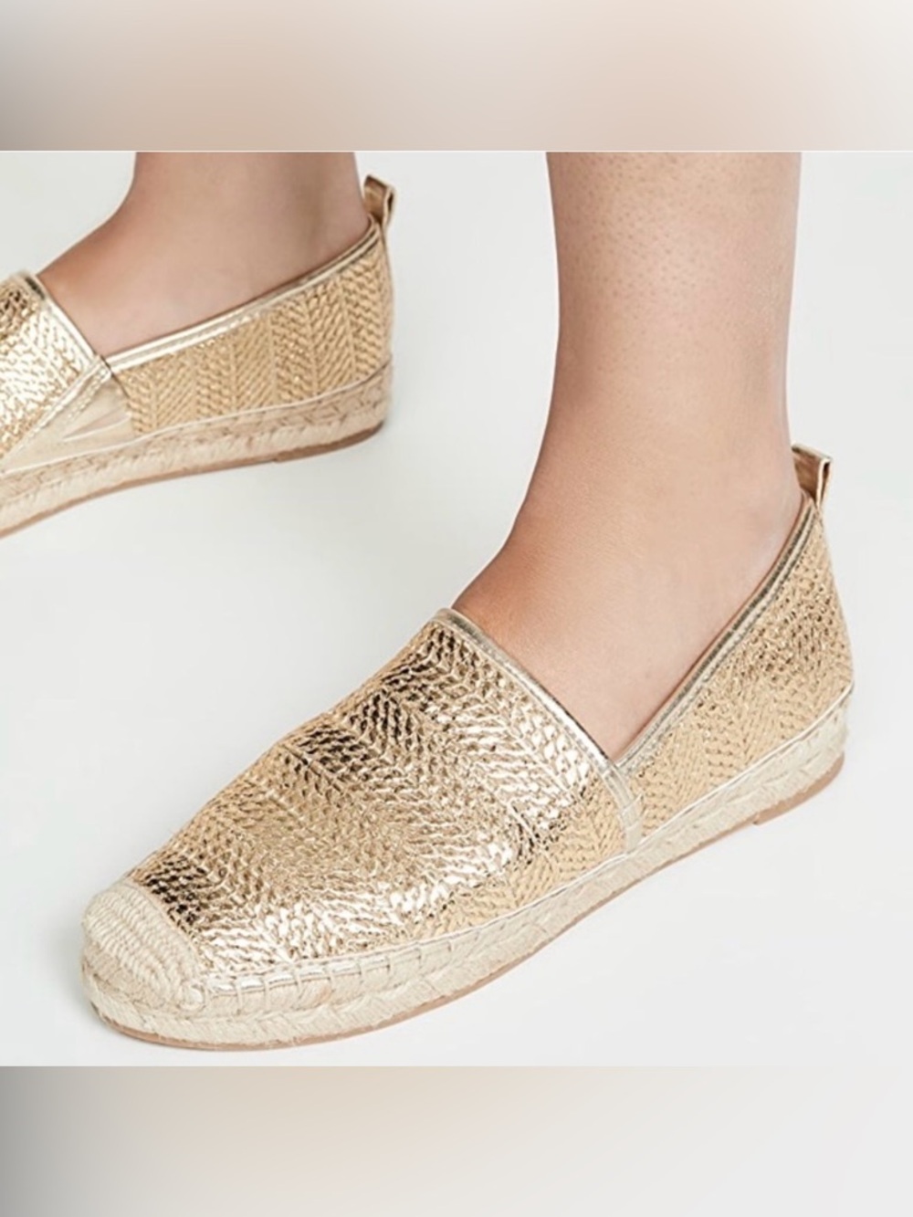 NEW Sam Edelman Khloe Gold Woven Espadrille Flats - Size 9